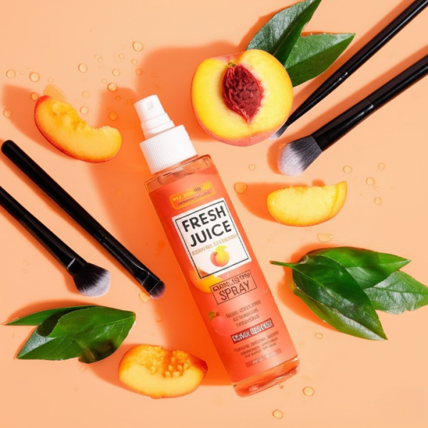 Fruit Of Wokali Makeup Fix Spray With Peach Essence – Long-lasting Hydration & Setting Mist For All Skin Types – 160ml | Makeup Fixer Spray